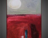 Original Abstract Mixed Media Acrylic Modern Painting on Canvas - 24x36 Reds, Greens, Blues and more.