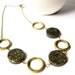 Stone Necklace - Stone Jewelry, Pyrite, Fool's Gold, Anitqued Brass, Mod, Modern Jewellery