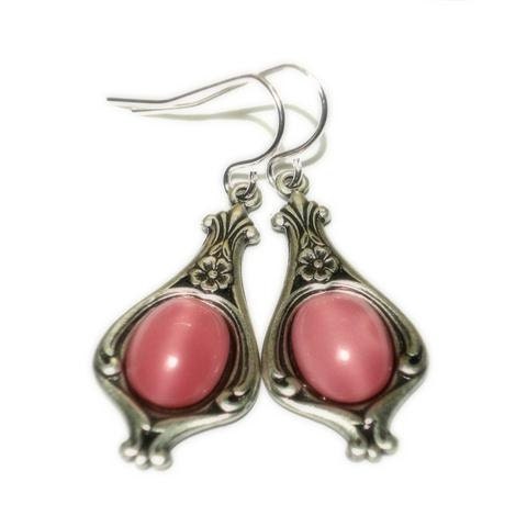 Rose Pink Earrings, Pink Silver Floral Filigree Earrings, Victorian Earrings, Pearl Pink Earrings, Dangle Earrings - Blushing