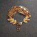 Bright Vintage Gold Multistrand Chain Bracelet with Bubbly Chevron Chain Linkers