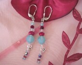 Pink Rose Baby Blue Earrings