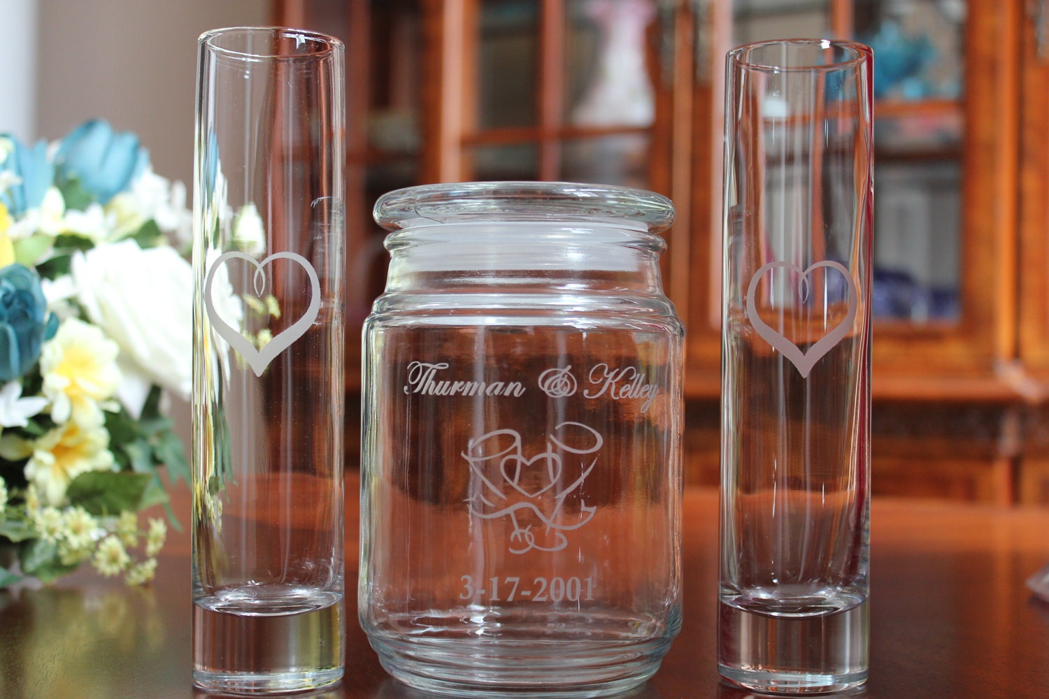 3 Piece Unity Sand Ceremony Set, 2 pouring vases