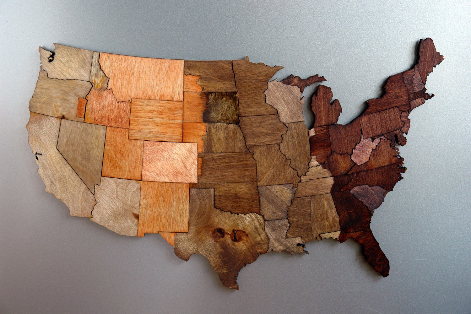 USA Magnetic Time Zone Puzzle - Stained Birch Plywood