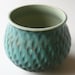 Turquoise Stoneware Vessel Carved with Raindrops / Hand Thrown and Hand Carved Art Piece / "EVAPORATION"