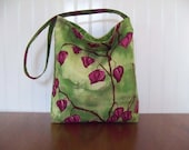Slouch Purse - Climbing Lantern Pods in Green by Laura Gunn