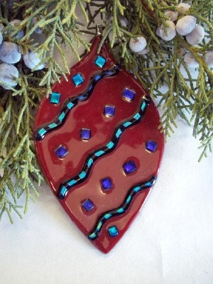 CLEARANCE SALE - DICHROIC Christmas Tree Ornament in Fused Glass