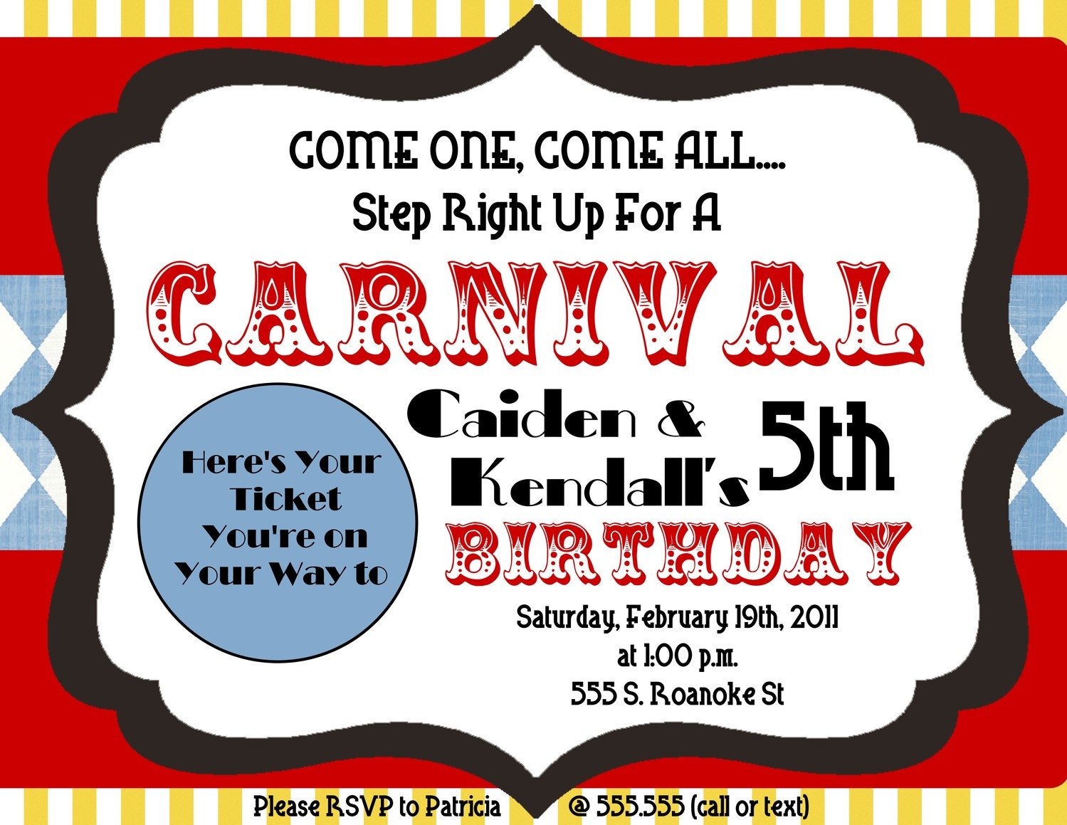 Carnival Digital (printable) Birthday Invitation