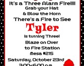 Firetruck Digital Birthday Invitation