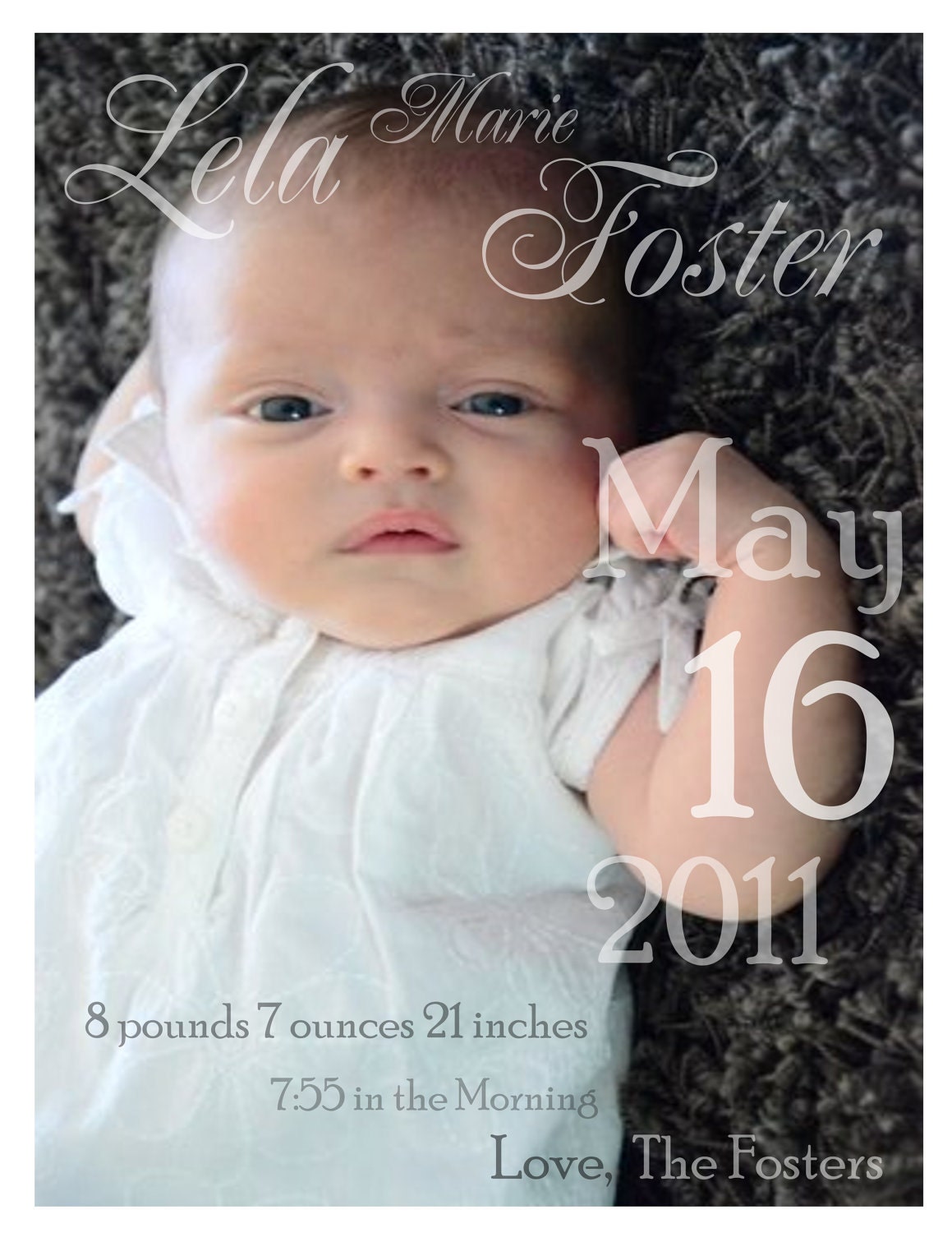 Custom Baby Photo Birth Announcement, Digital, Printable