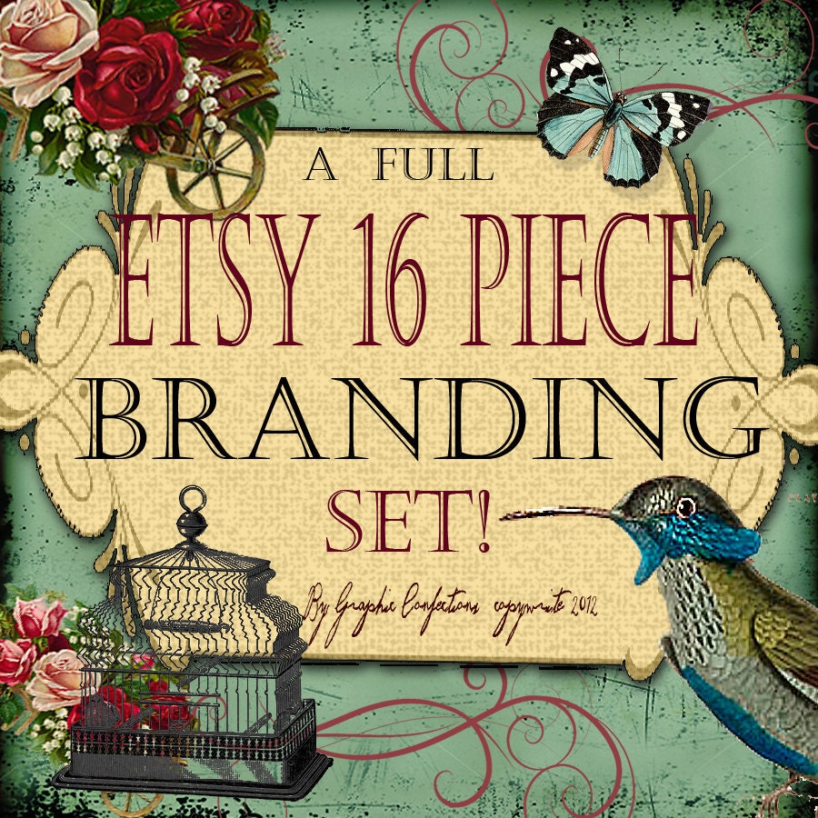 16 piece shabby chic Vintage Flower Garden Etsy set. includes 1 free avatar, business card, 4 banners,and MUCH MORE