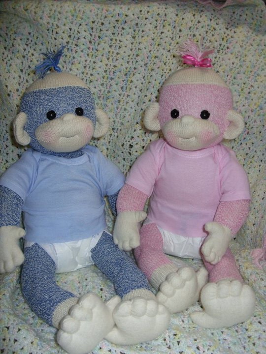 PDF PATTERN and supplies Baby Sock Monkey