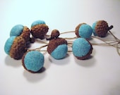Acorn Decoration / Handmade / Turquoise / Mint Aqua Blue / In Set Of 8
