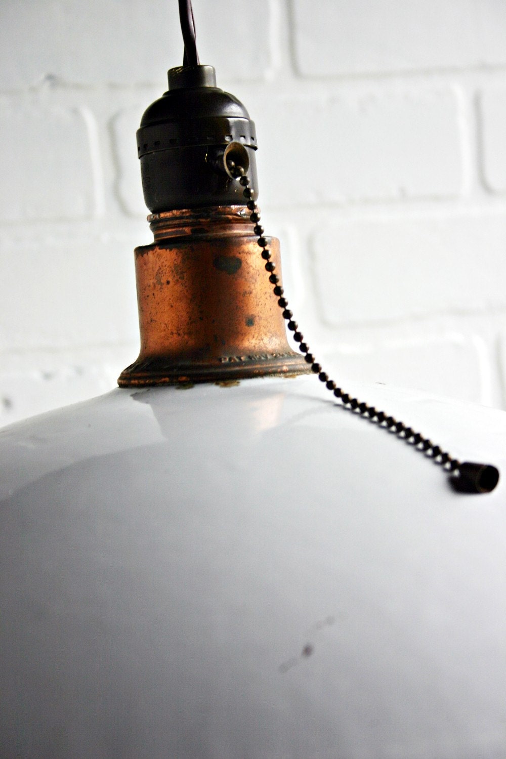 Vintage Enamel Industrial Light Fixture