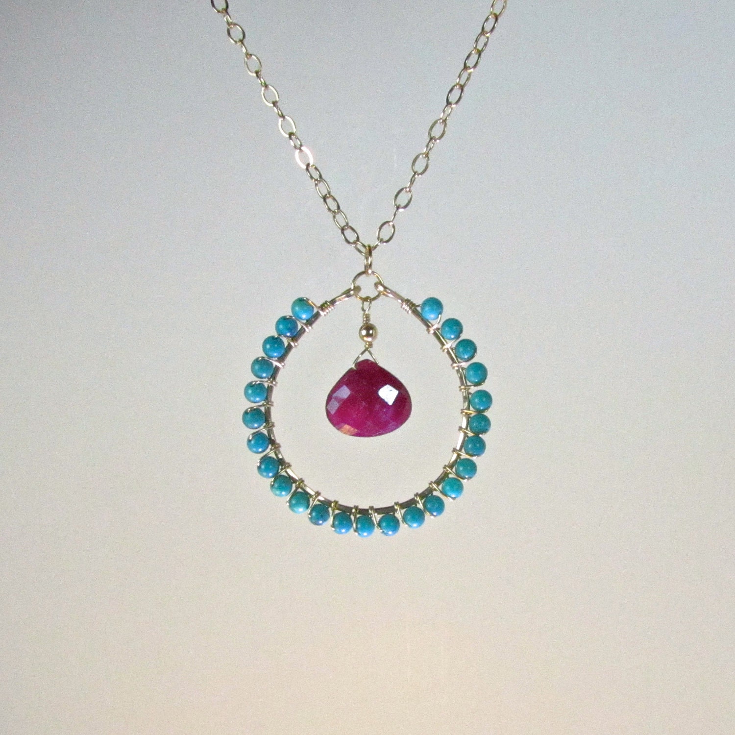 Turquoise and Ruby Necklace