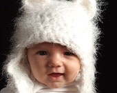White Fuzzy Bear Hat