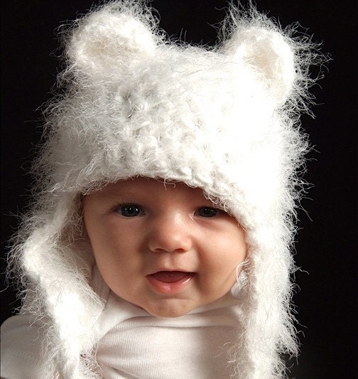 Pink Fuzzy Bear Hat - Choose size 0-3 Months, 3-6 Months, 6-12 Months