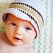 Henry Visor Beanie - Light Blue with Brown, Mint Green and Beige Stripes