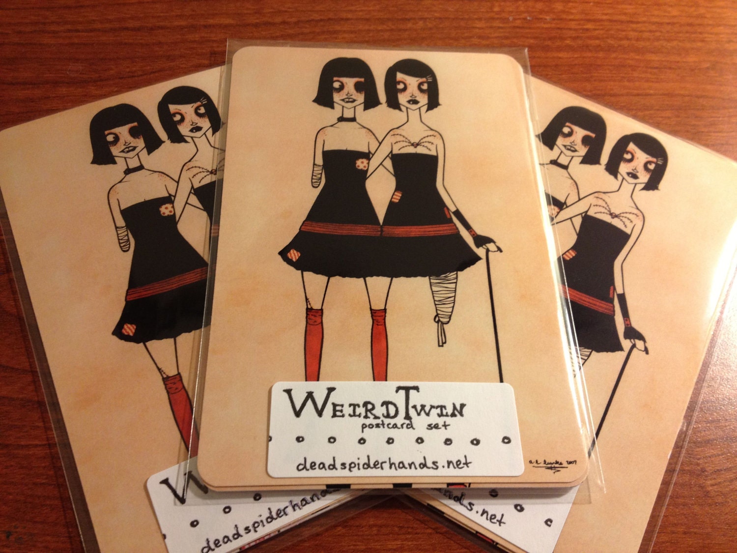 weird twin postcard print set