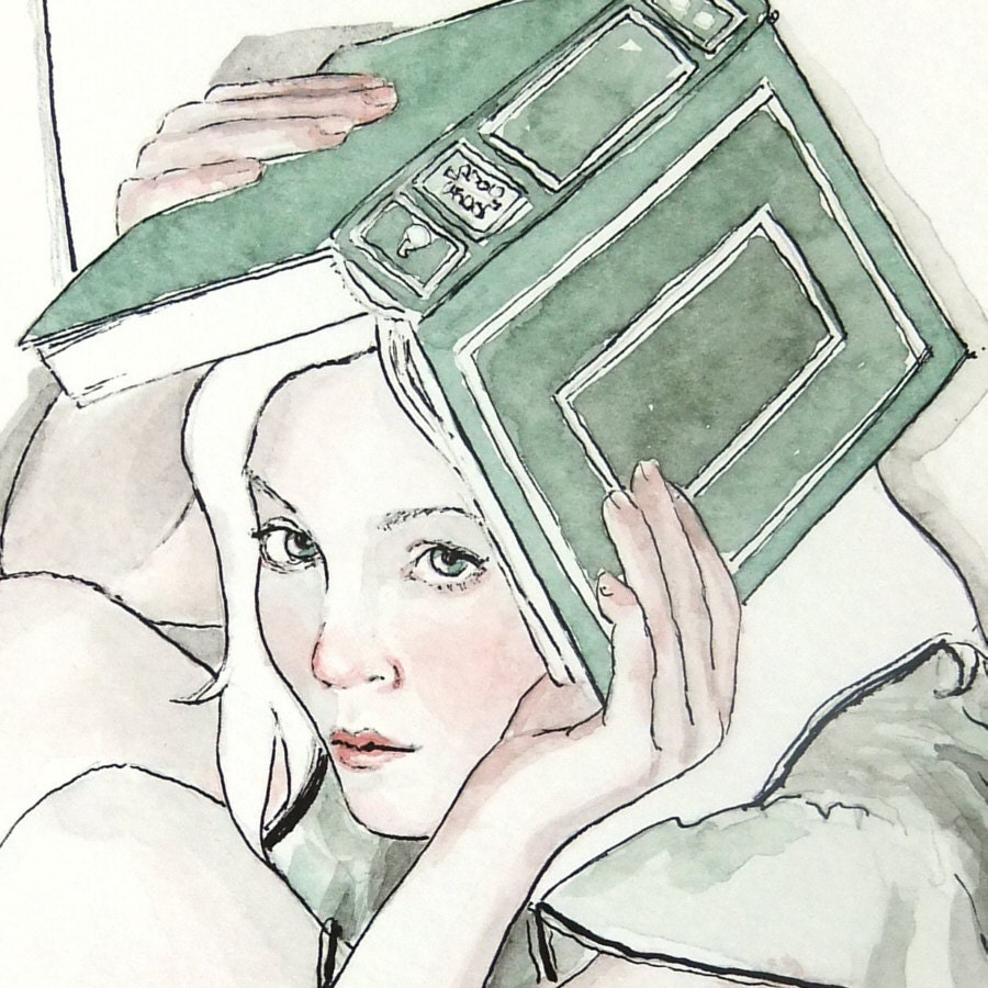 Retreating Into a Book -- signed (8x10) Art Print