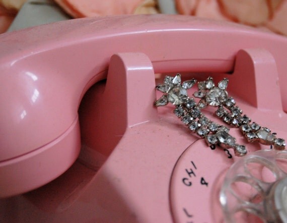 R E S E R V E D-The Deletta- Vintage 1940s Rhinestone Chandelier Earrings