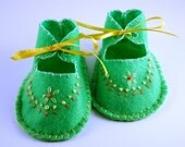 Baby booties bright green