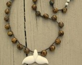 Bohemian necklace with whale pendant, crochet jewelry, boho nautical fashion, rustic, whale, surf jewelry