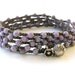 Lilac crochet wrap bracelet, fine silver charms, Lotus, Bohemian jewelry, flower, crochet necklace, boho, pastel lavender, yoga bracelet