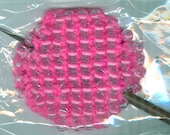 Knitted Pink Hair Medallion with Clear Beads