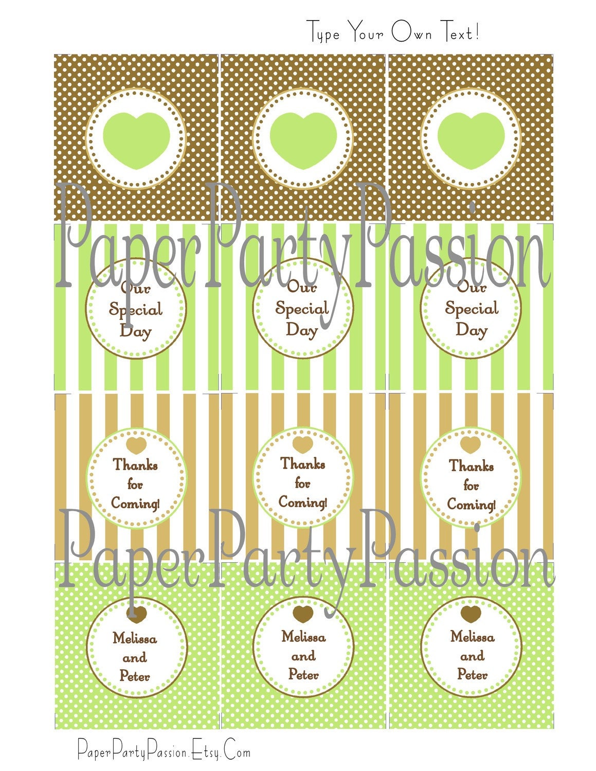 Sage Green, Taupe, and Brown Square or Circle Labels or Tags, EDITABLE and PRINTABLE-PDF Files, You Type Your Own Text
