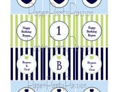 Blue and Sage Green Square Or Circle Labels or Tags-EDITABLE and PRINTABLE, PDF Files-You Type Your Own Text