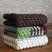 Set of Three Cotton Washcloths, Chocolate Brown & Rustic White