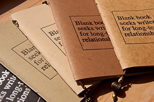 Blank book seeks writer- letterpress mini journal