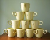 Vintage Melmac Cups One Dozen Yellow Stacking