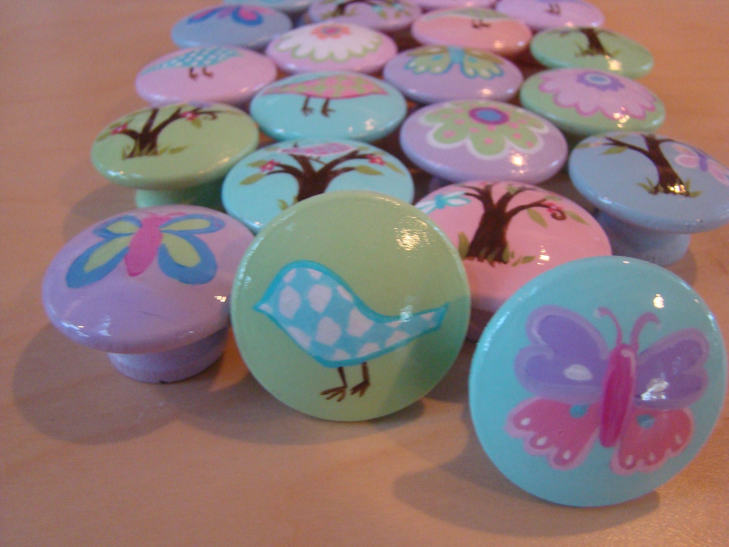 Set of 6 Hand-painted Knobs