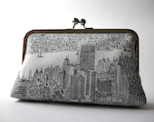 New York city day light clutch/ purse, Bag Noir, Evening purse, Formal clutch, Handmade in Ireland