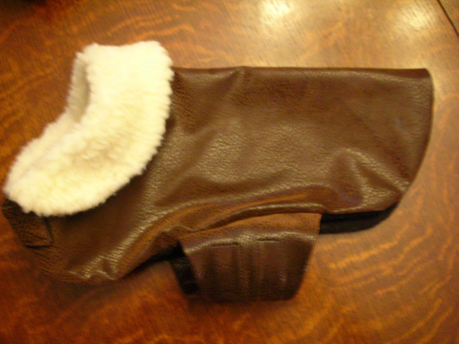 Aviator Leather Dog Jacket with Sherpa Collar