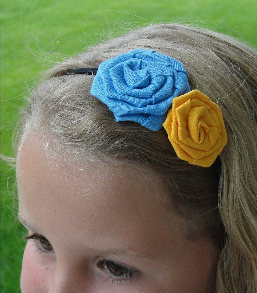 Go Powder Blue and Gold team colored Elastic Headband