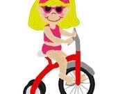 Boutique Machine Applique Embroidery  design (BEACH BIKE GIRL) Bella Marie Boutique