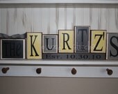 Personalized Name Wood Block Set . . . custom wedding home decor primitive gift personalized wood sign boy girl baby family