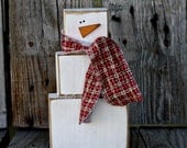 Primitive SNOWMAN wood  block set simple . . . great addition to your Winter (December to February) Decor. winter christmas snow snowmen