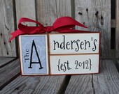 Personalized Established Name Family Block Set sign wood block set christmas wedding anniverysary birthday gift