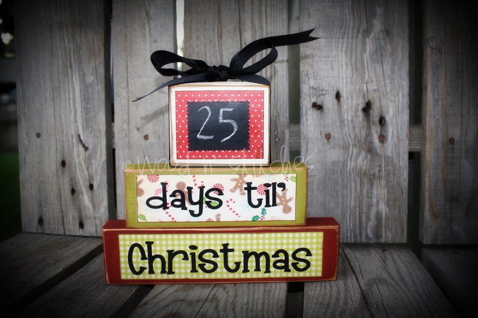 Personalized COUNTDOWNS chalkboard wood block set. . . Christmas, vacation, birthday, Halloween, Disneyland, grandma primitive