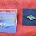 Blue Enamel Lapel Pin, Fair Share Movement by United Fund Gold Toned Check Mark with Blue Diamond Shape Made in USA