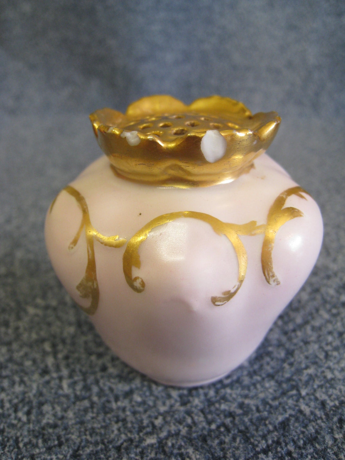 Limoges Pink Salt or Pepper Shaker, Vintage Fine China, Limoges France, Pink and Gold Flower