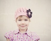 Newborn Baby Girl Hat in Pink Cotton, Crochet Infant Hat, Crochet Baby Hat, Photo Prop, Newborn Size