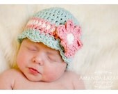 Robin Egg Blue Hats for Babies, Baby Crochet Hat for Newborn Girls, Crochet Baby Hat, Baby Girl Beanies, Newborn Size