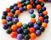 Orange Purple Green  Gemstone Magnesite Smooth Round  Beads 8 Inch Strand, Only Beads Not Finished jewelry