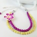 Yellow Purple Gemstone Soft Clay Plumeria Layered Necklace, Spring Frangipani Flower Necklace, Mothers Day Gift
