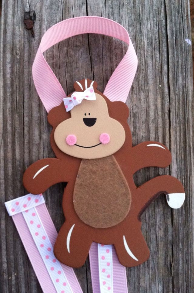 Pink and White Polka Dotted Monkey Hair Bow Holder and Clip Organizer... Free Shipping Promo