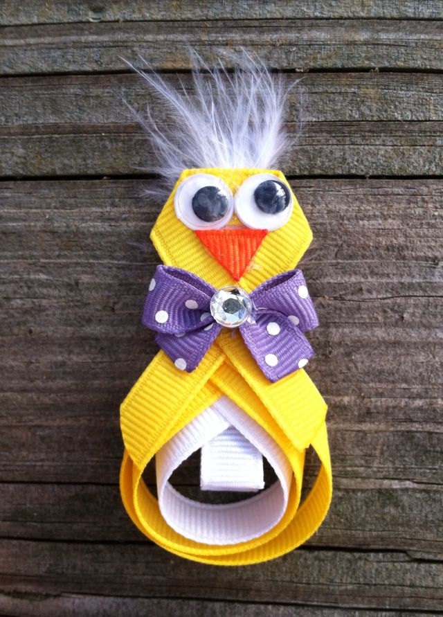 Easter Baby Chick Ribbon Sculpture Hair Clip - Spring Chick Hair Bow... Free Shipping Promo